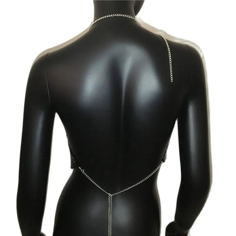 Top Glamour Crystal - Dos nu & chaîne Métalliques