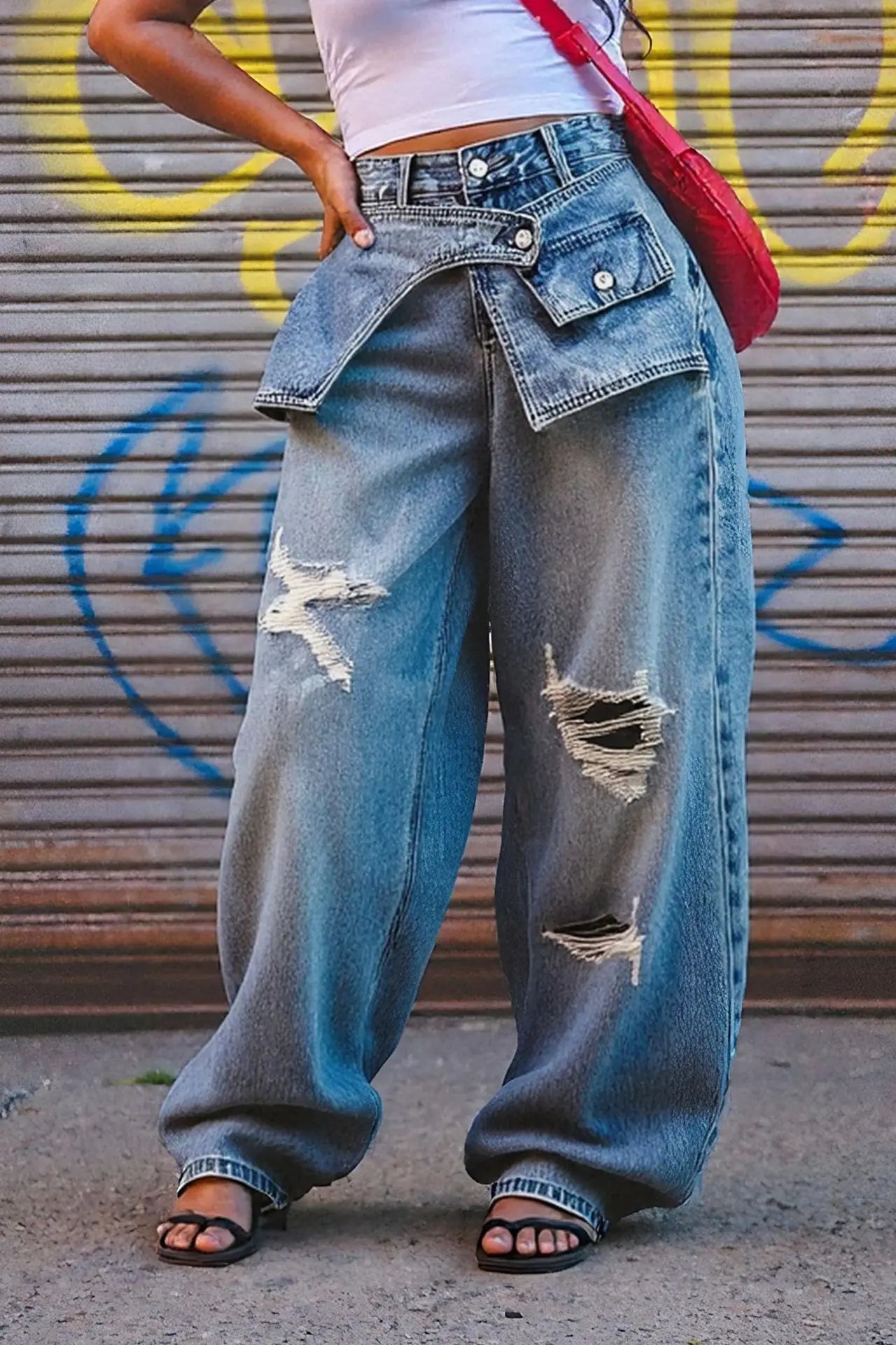 Jean Large Taille Haute Femme – Style Streetwear Tendance