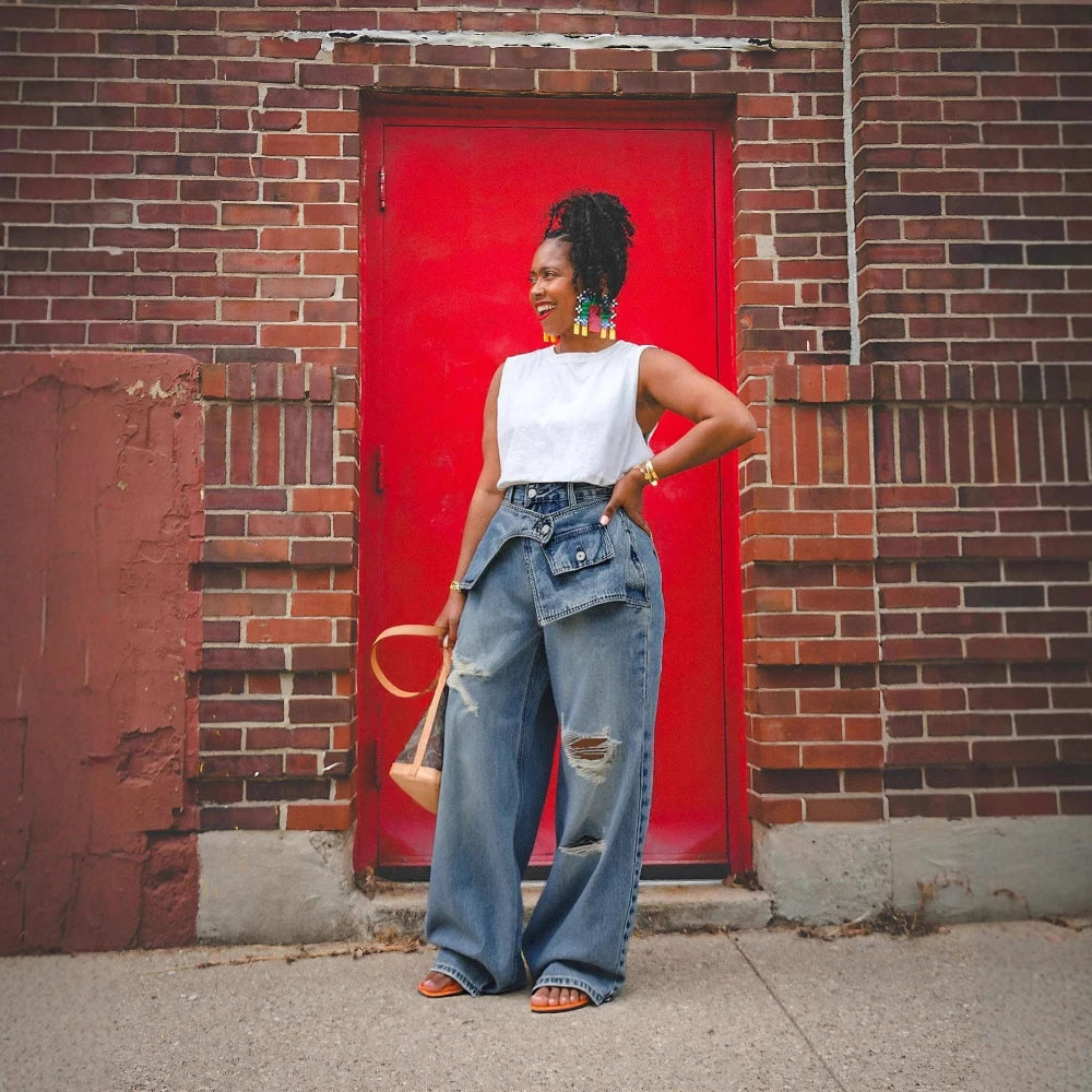 Jean Large Taille Haute Femme – Style Streetwear Tendance